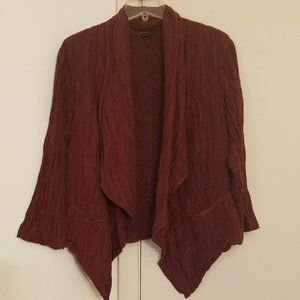 Grizas Silk/linen burgandy jacket, loose fit with pockets, asymmetrical hem